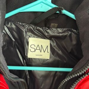 Sam. size 6 girls/boys jacket size 6 goose down puffer red hooded